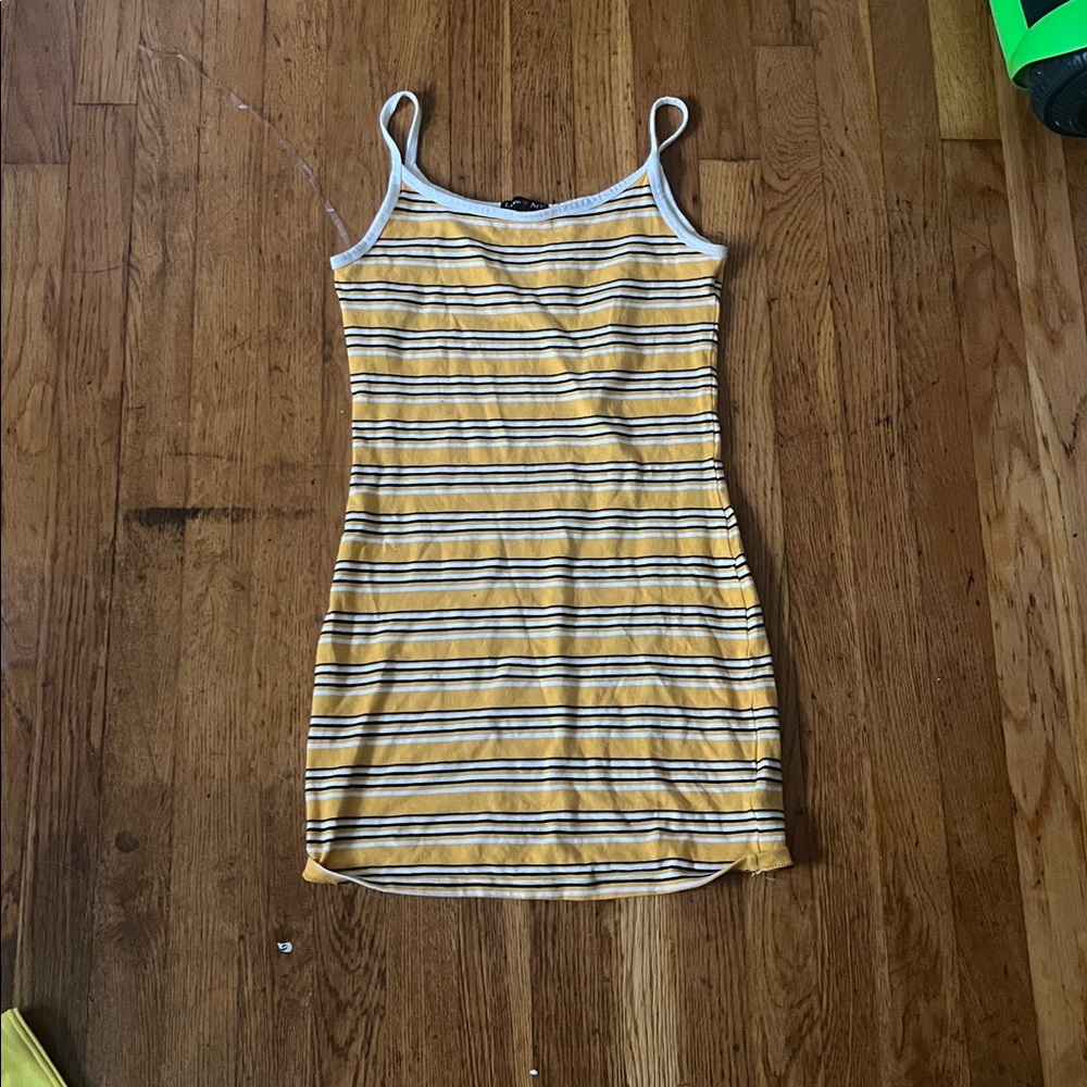 Yellow and White Striped Dress